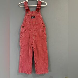 Oshkosh B’Gosh Vestbak Red White Striped Engineer Overalls Size 3T